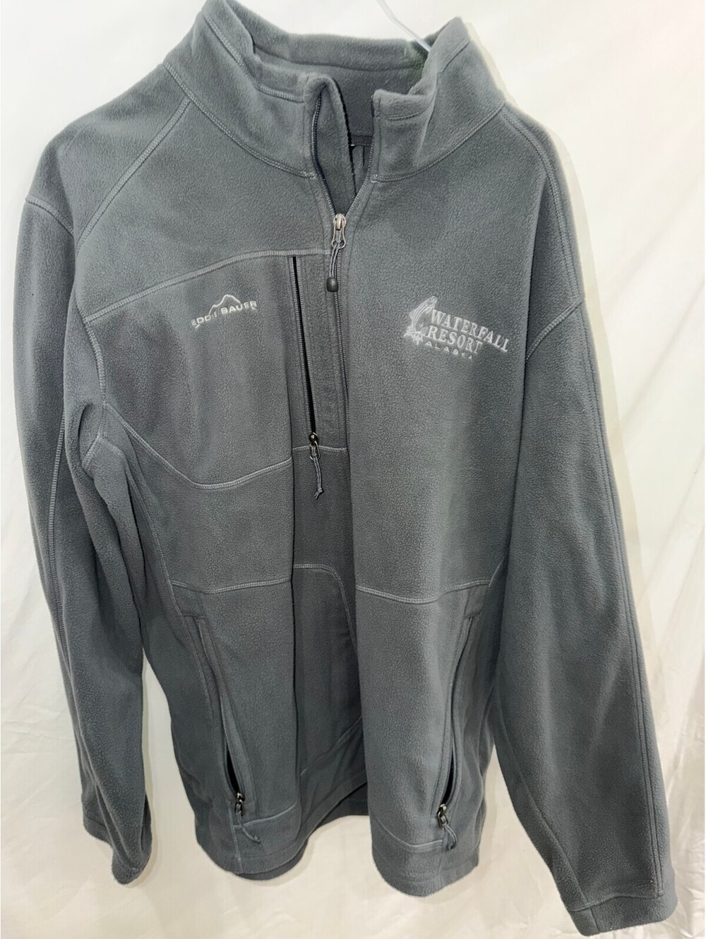 Eddie Bauer Waterfall Resort Gray Fleece Jacket XL